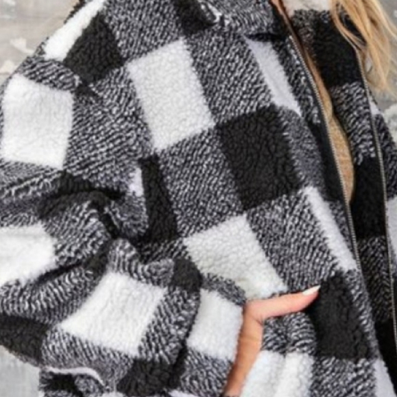 🖤 PLAID SHERPA JACKET - Picture 4 of 7